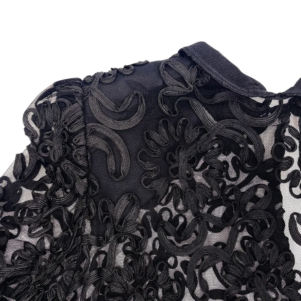 VTG Sheer Lace Dress Black High Neck Romantic Gothic‎ Victorian Whimsigoth EUC